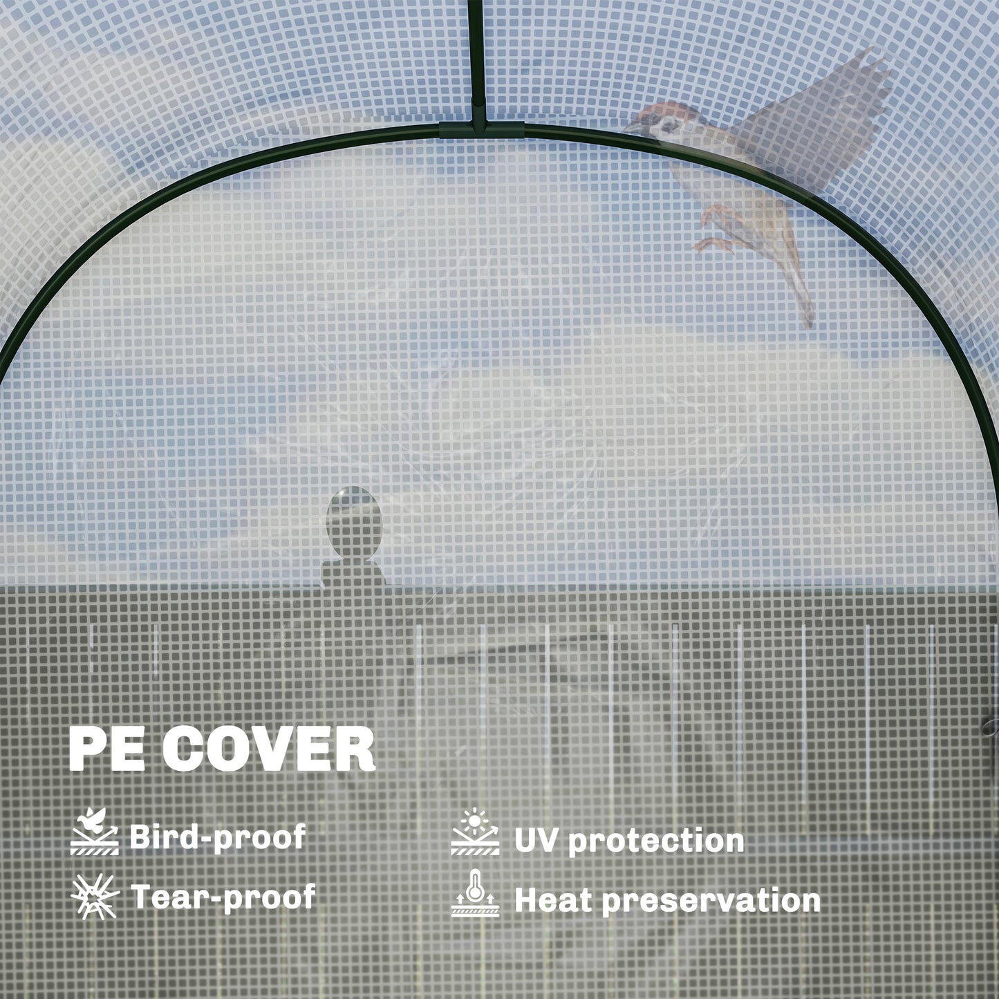 Walk-in Greenhouse with Shelves, Small Greenhouse with PE Cover and Roll-up Door, 123 x 187 x 189 cm, White
