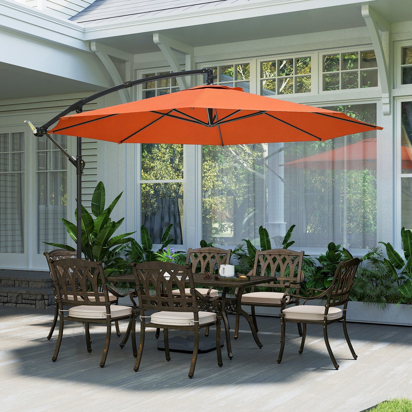 3 m Overhanging Cantilever Parasol, with Cross Base - Orange
