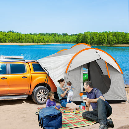 SUV Car Tent for Camping, Waterproof PU2000mm, 5 Man Tailgate Tent, 2.4 x 2.1 m, Grey and Orange