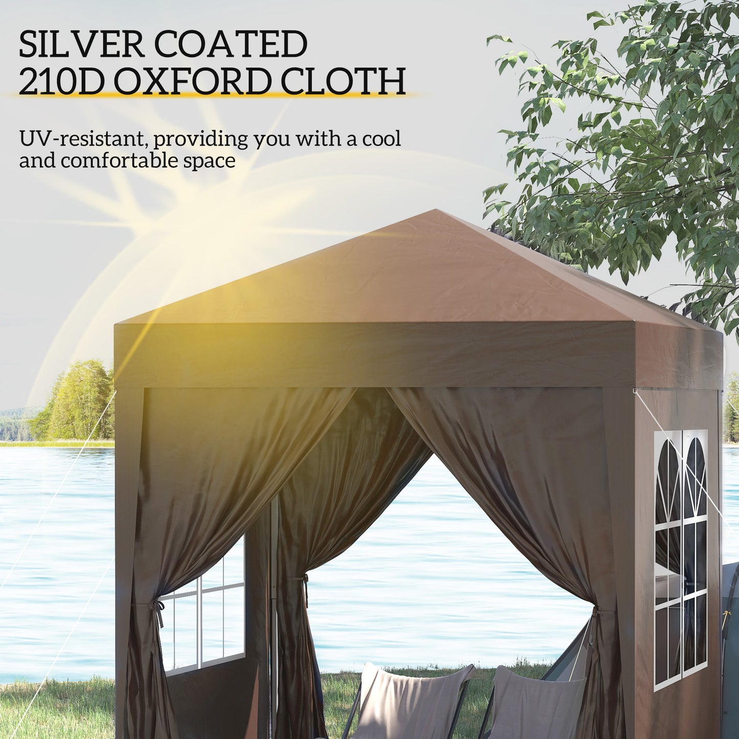 2 x 2 m Garden Pop Up Gazebo, Wedding Party Tent Marquee, Water Resistant Awning Canopy with Sidewalls, Windows, Carry Bag