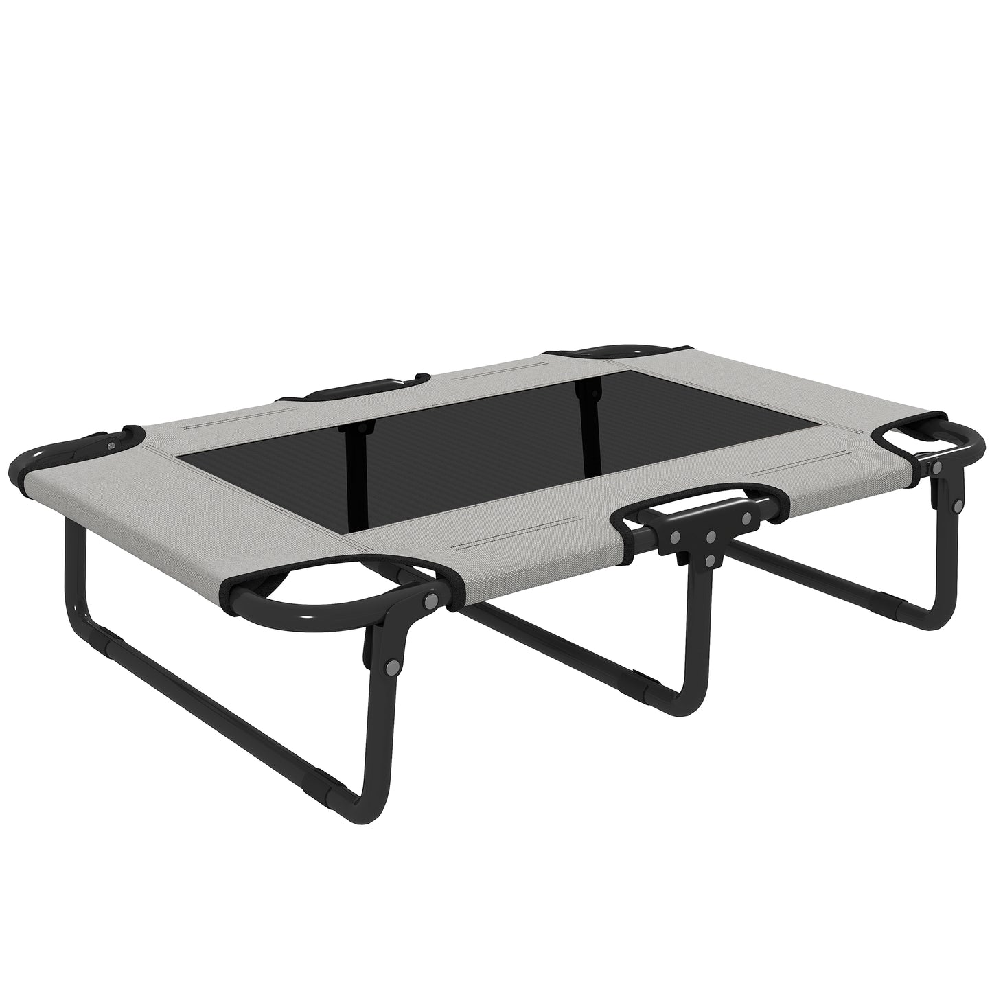 Portable Raised Dog Bed, Elevated Pet Cot with Breathable Mesh for Indoor Outdoor, for Small Medium Dogs, Light Grey