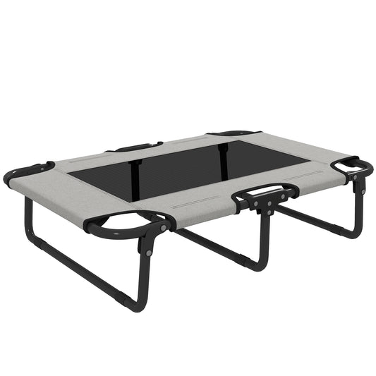 Portable Raised Dog Bed, Elevated Pet Cot with Breathable Mesh for Indoor Outdoor, for Small Medium Dogs, Light Grey