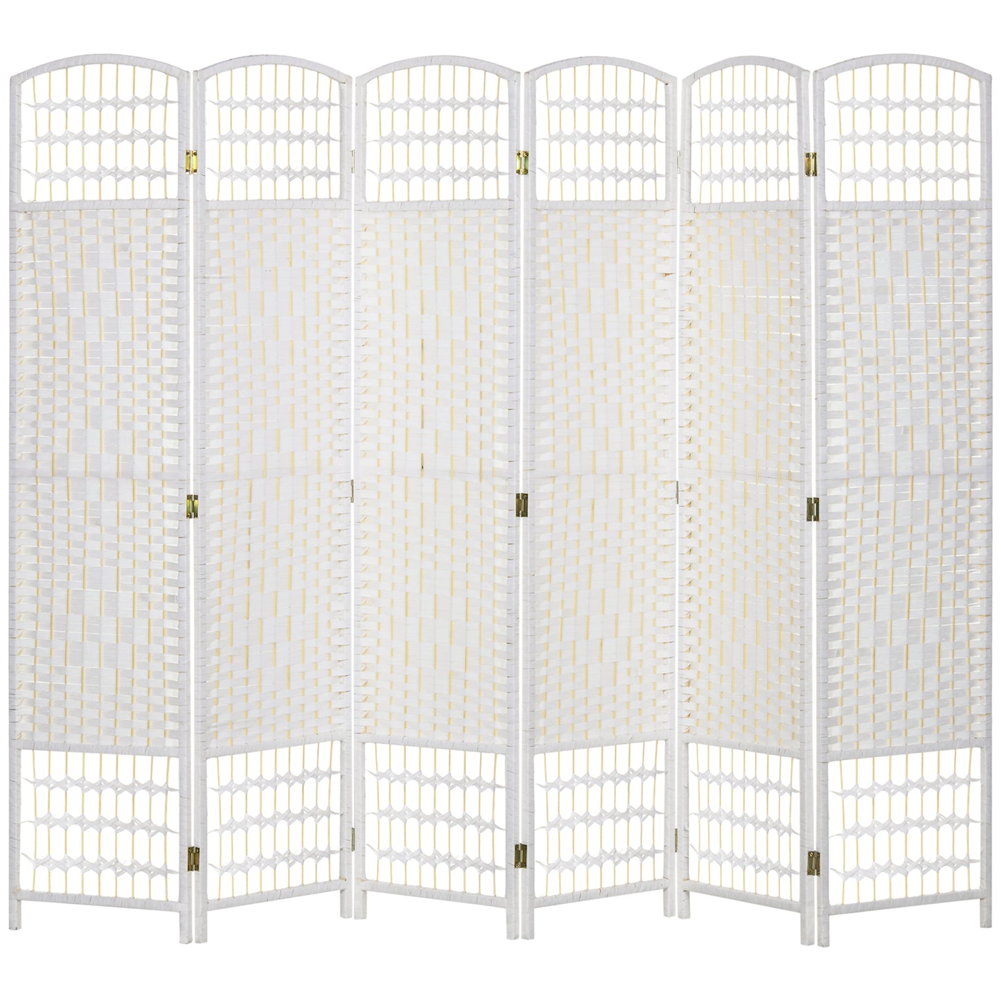 6 Panel Folding Room Divider, Privacy Screen, Paravent Partition Separator for Living Room, Bedroom, White