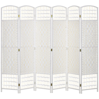 6 Panel Folding Room Divider, Privacy Screen, Paravent Partition Separator for Living Room, Bedroom, White
