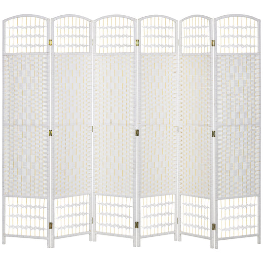 6 Panel Folding Room Divider, Privacy Screen, Paravent Partition Separator for Living Room, Bedroom, White