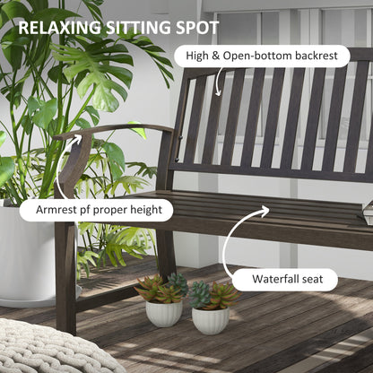 Two-Seater Simple Metal Bench - Brown