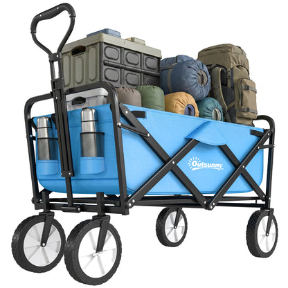 135L Festival Trolley on Wheels, Folding Wagon Camping Trolley Cart with Adjustable Handle, Dual Brakes