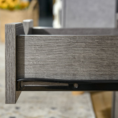 Industrial Side Table with Drawer, Sofa Table, Bedside Cabinet with Storage Shelf, Slim Nightstand for Living Room, Bedroom
