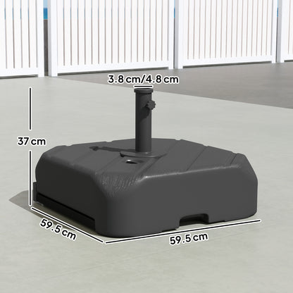 Garden Parasol Base with Wheels, Telescopic Handle, 72 kg /45 kg Fillable Sun Umbrella Base Parasol Stand, Black