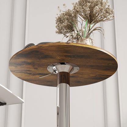 Round Bar Table, 360 Degree Swivel Counter Pub Table with Adjustable Height, for Kitchen, Cafe, Rustic Brown