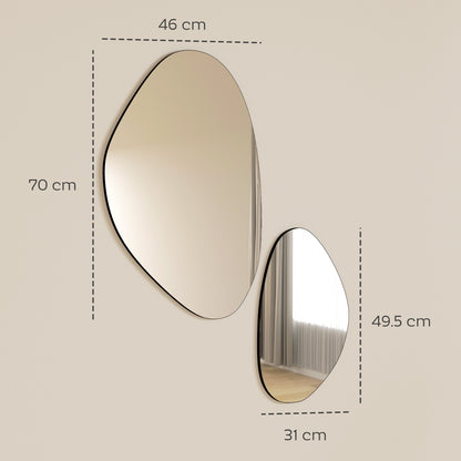 Set of 2 Pebble-Shaped Wall Mirror - Black