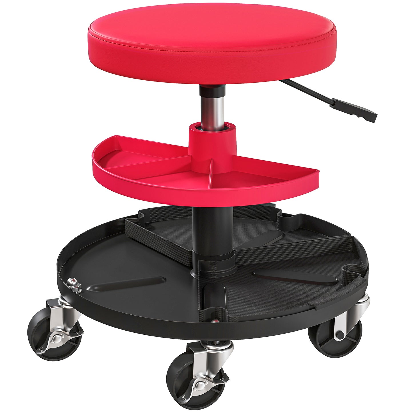 Rolling Mechanic Stool, 135kg Capacity Workshop Stool, 360° Swivel Roller Padded Creeper Seat with Wheels