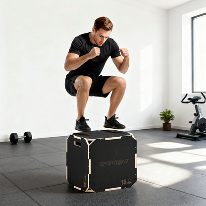 Non-Slip Plyo Box, Corner-free Wooden Jump Box, 41 x 51 x 48 cm