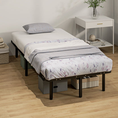 3ft Single Bed Frame, Metal Platform Bed Frame with 2 x 14 Wood Slats, No Box Spring Needed, Underbed Storage, Black