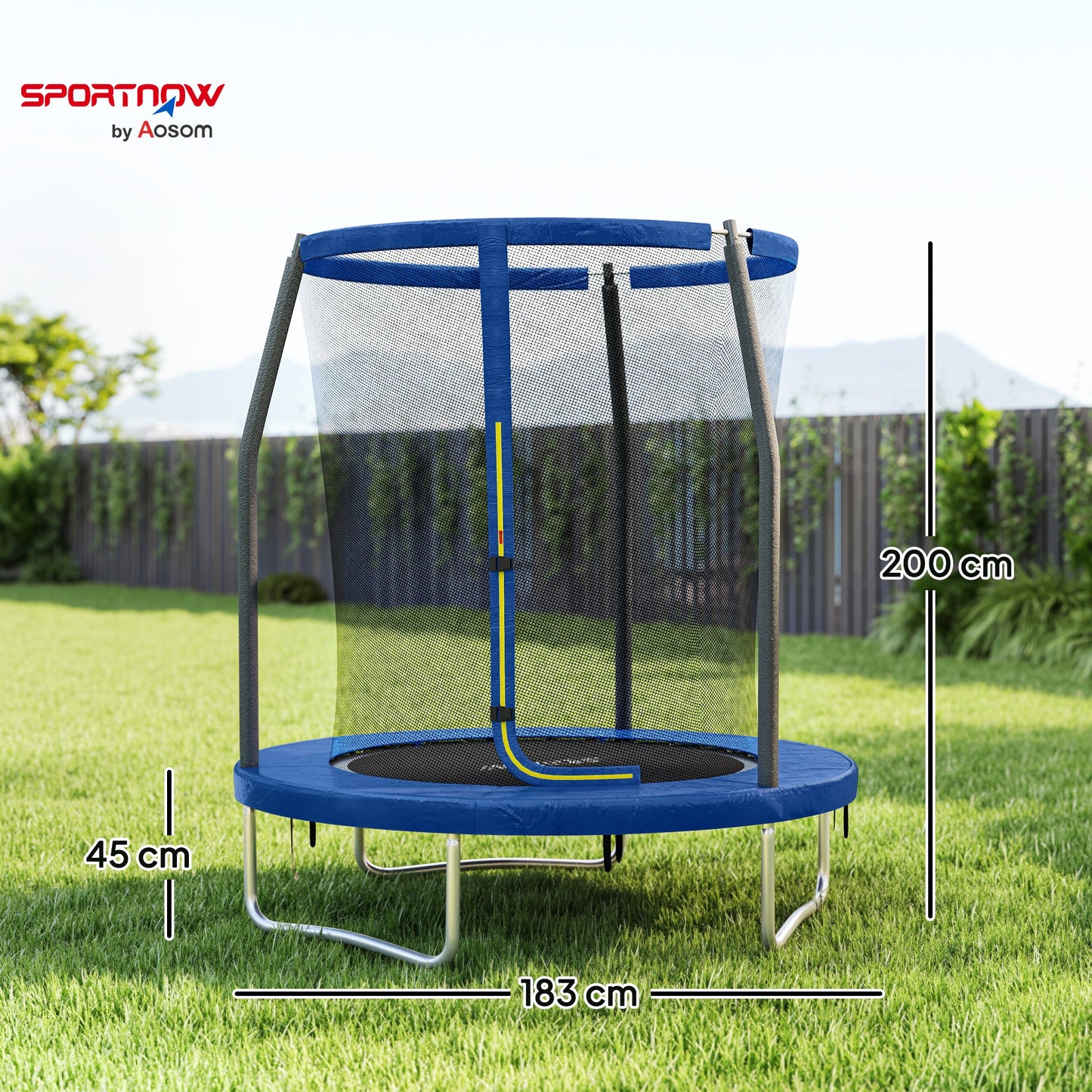 6ft Trampoline with Safety Enclosure Net, Steel Frame Outdoor Trampoline, with Edge, Safety Cover