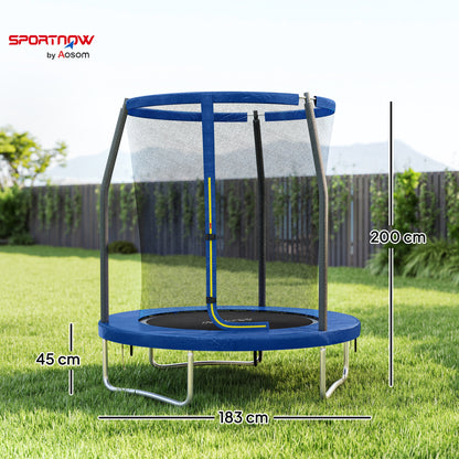 6ft Trampoline with Safety Enclosure Net, Steel Frame Outdoor Trampoline, with Edge, Safety Cover