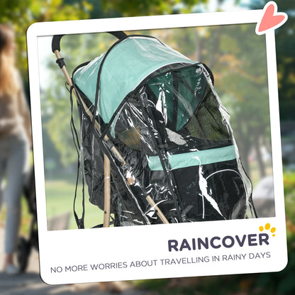 Pet Stroller for Small and Miniature Dogs, with Rain Cover - Green