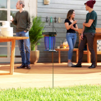 2-in-1 Electric Fly Zapper with UVA Light, Hanging Garden Lantern, Solar and USB-DC Rechargeable Insect Mosquito Bug Zapper