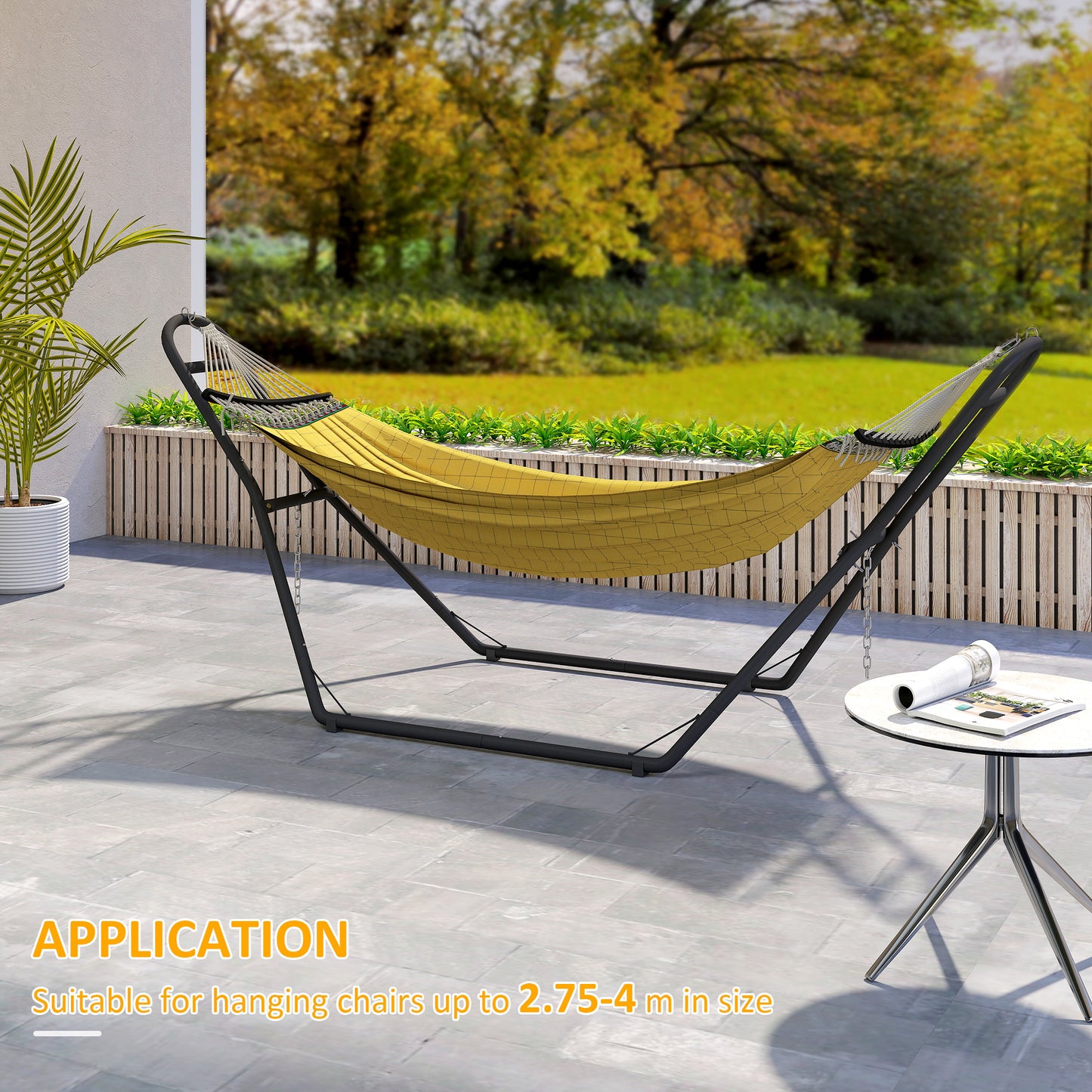 9ft Hammock Stand Adjustable Hammock Frame with Non-Slip Feet for Indoor Outdoor, 150 kg Capacity, Black