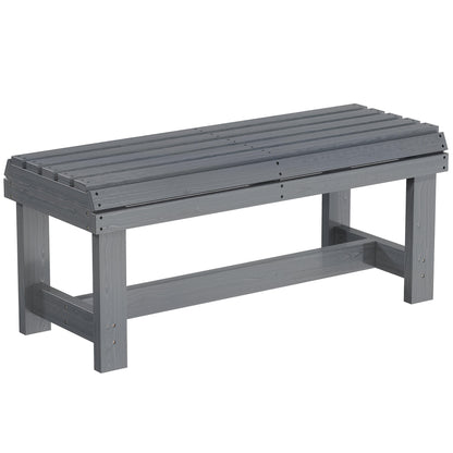 Wooden Outdoor Bench, 2 Seater Garden Bench, Backless Patio Bench with Slatted Curved Seat, Grey Embossed Finish