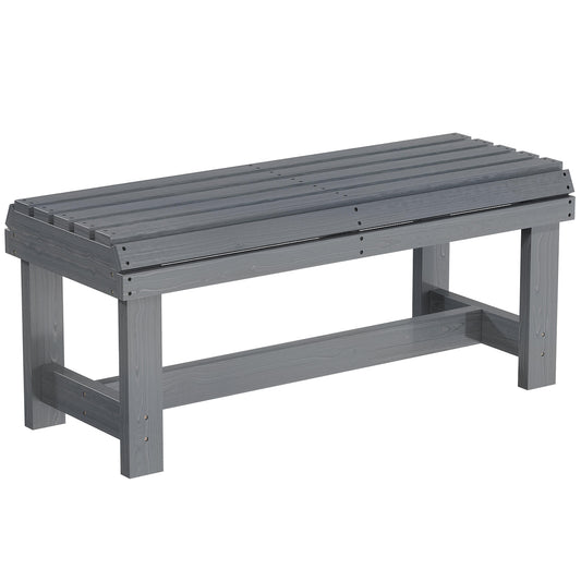 Wooden Outdoor Bench, 2 Seater Garden Bench, Backless Patio Bench with Slatted Curved Seat, Grey Embossed Finish