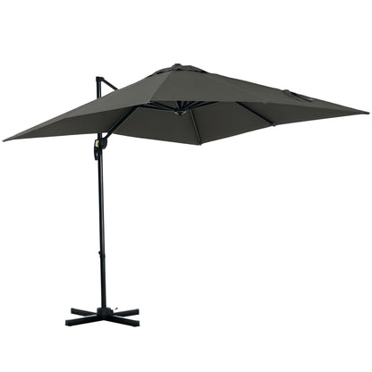 2.5 x 2.5m Patio Offset Parasol Umbrella Cantilever Hanging Aluminium Sun Shade Canopy Shelter 360° Rotation