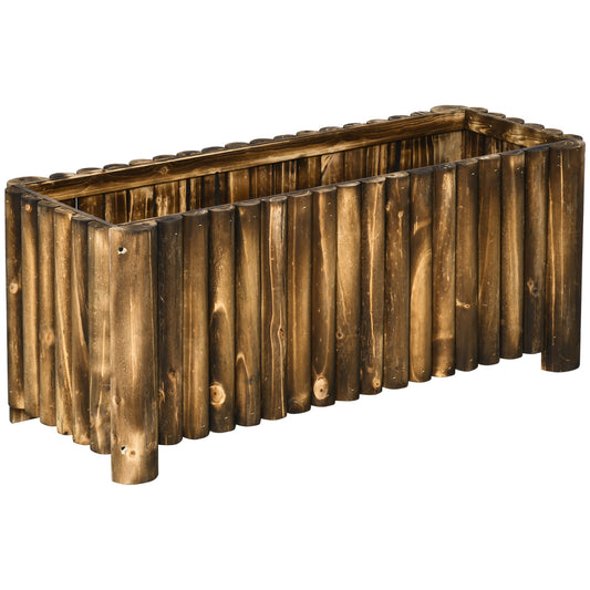 Wooden Raised Garden Bed, 100 x 38.5 x 40cm Elevated Planter Box, Outdoor Flower Bed with Drainage Gaps, Easy Assembly