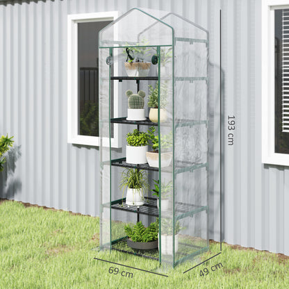 5 Tier Mini Greenhouse, Small Walk-in Greenhouse with Reinforced Plastic Cover