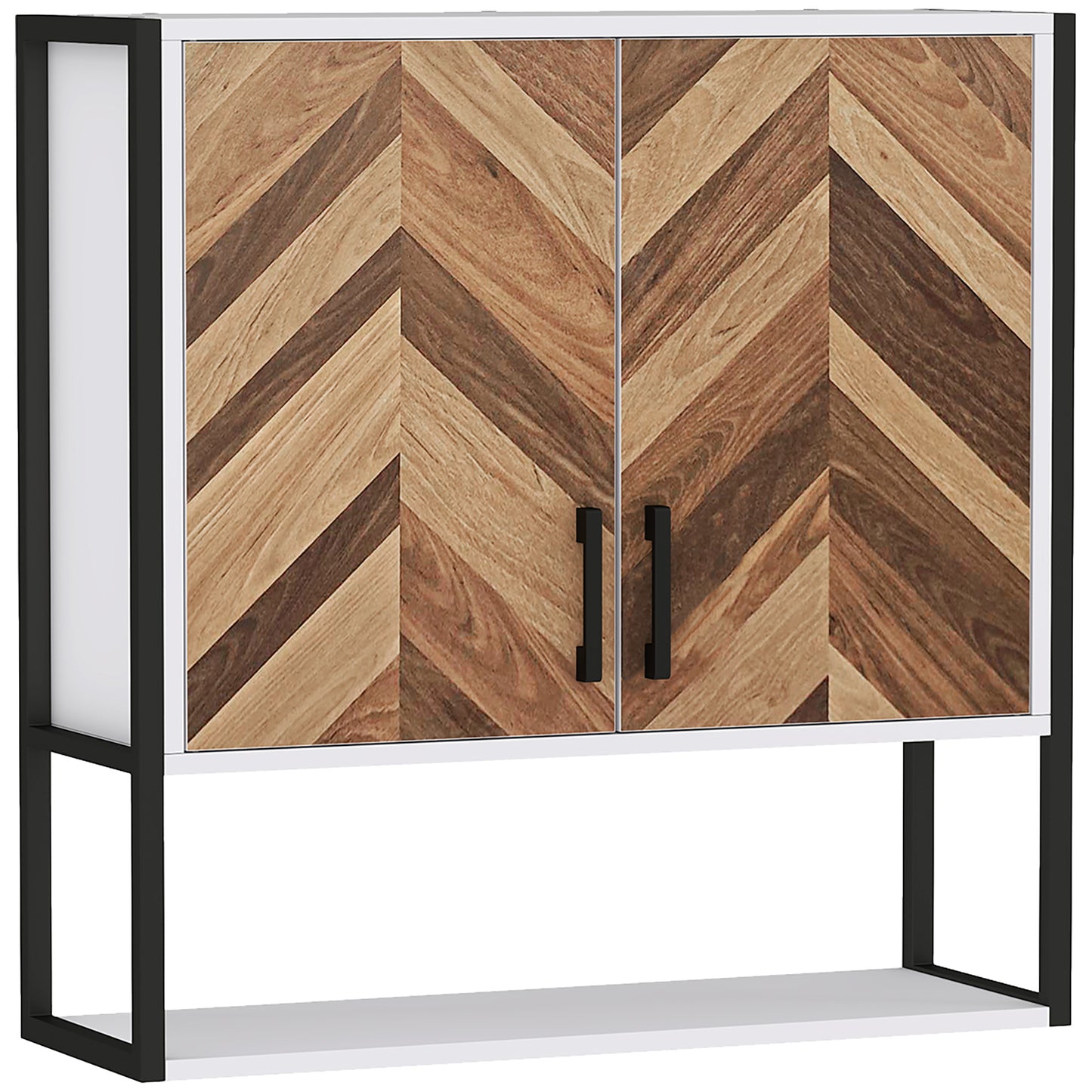 Bathroom Cabinet Wall Mounted, Bathroom Wall Cabinet Medicine Cabinet with 2 Doors, Adjustable Shelf, Walnut