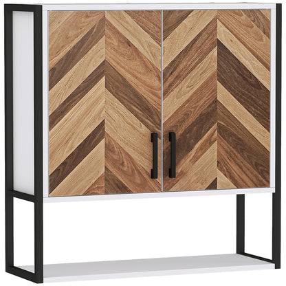 Bathroom Cabinet Wall Mounted, Bathroom Wall Cabinet Medicine Cabinet with 2 Doors, Adjustable Shelf, Walnut