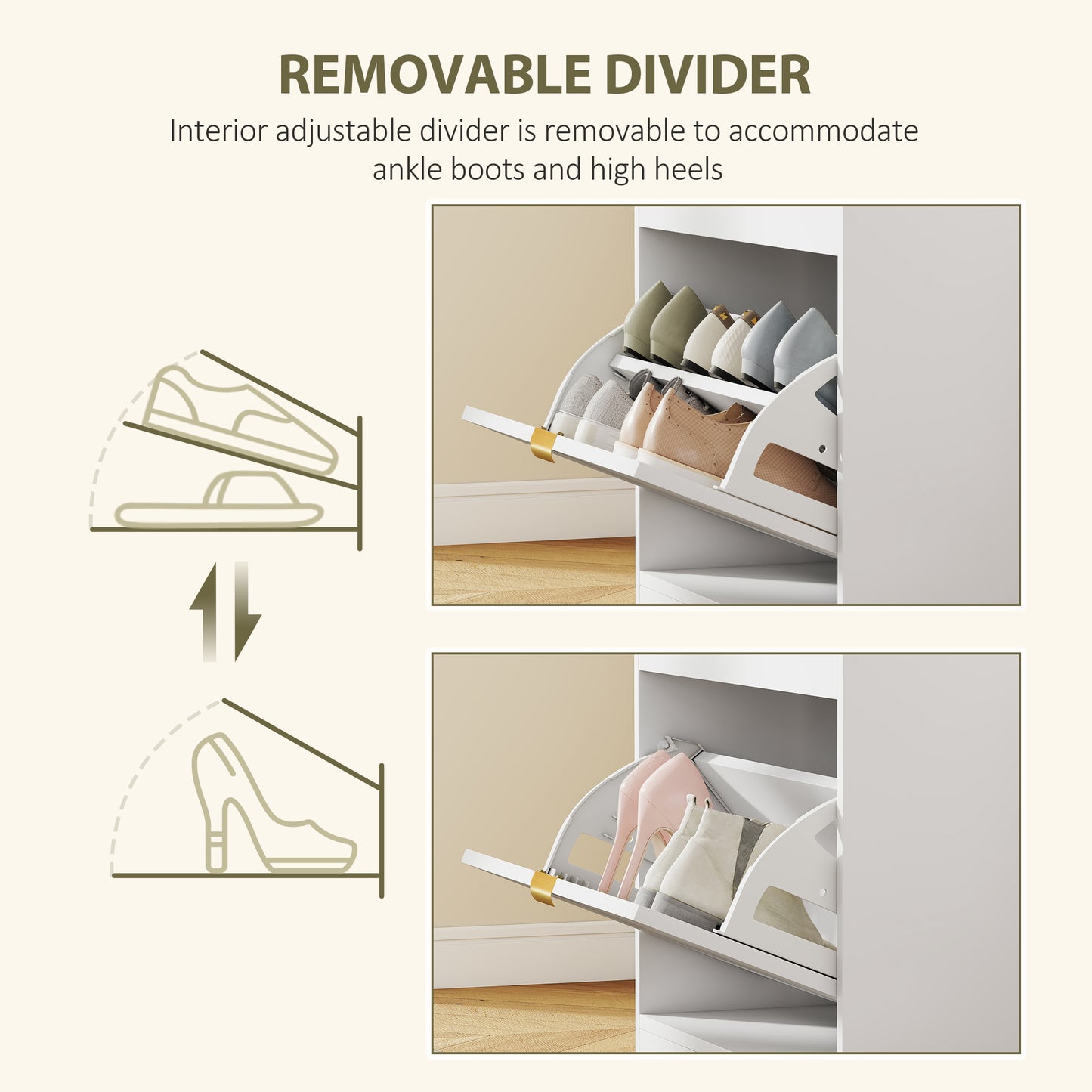 Shoe Storage with Seat, Upholstered Entryway Bench, Shoe Bench with 1 Flip Drawer and 4 Vents for 5 Pairs of Shoes