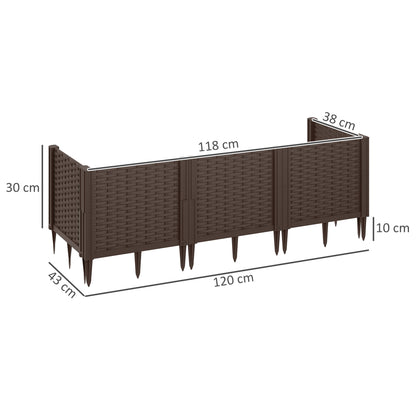 Plastic Raised Garden Bed, Modular Planter Box Kit, Garden Fence Edging Border for Flowers, Vegetables, Herbs, Brown