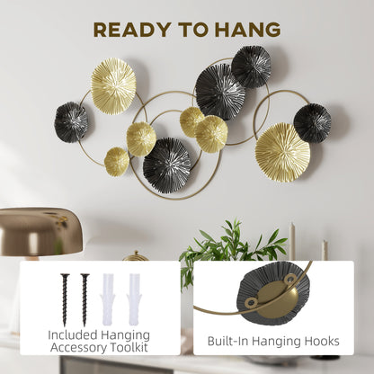 Metal Wall Art, Modern Hanging Wall Decor with Multi-Disc Design for Living Room
