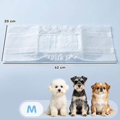 Dog Diapers Super Absorbent Leak-Proof Dog Nappies for Male Dogs Size M 45-64 cm Waist