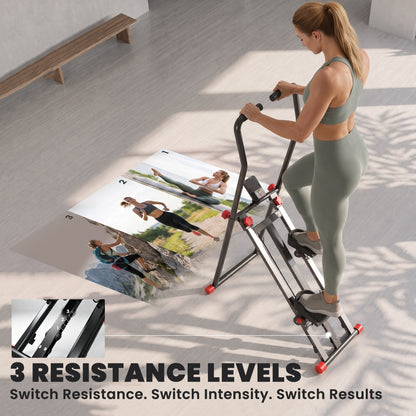 Stair Stepper for Home Gym with 3 Resistances, Foldable Vertical Stair Climber with Adjustable Handlebar, LCD Monitor