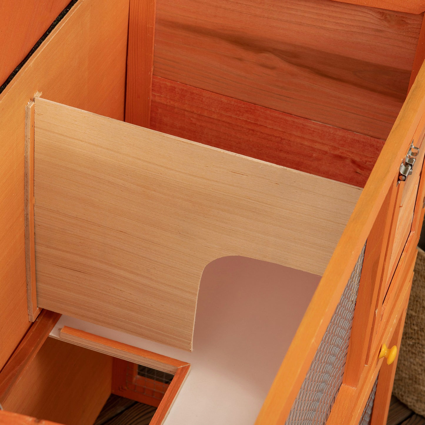 Two-Tier Rabbit Hutch, Wooden Outdoor Pet Cage, with Opening Top