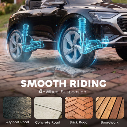 Audi Q8 etron Sportback Licensed Ride on Car with Remote Control, Four-Wheel Suspension, Soft Start for Ages 3-4, Black