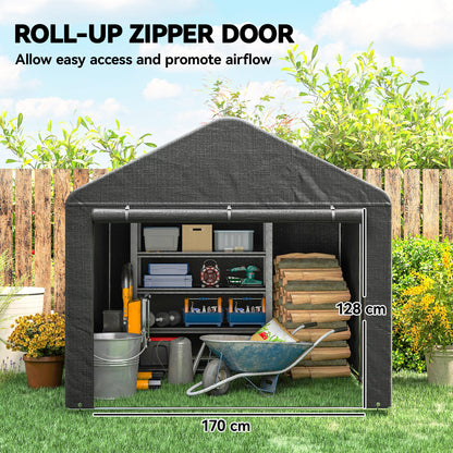 6.6 x 7.8ft Outdoor Garden Storage Shed, Waterproof Bike Tent with Roll-up Zipper Door, Galvanised Metal Frame