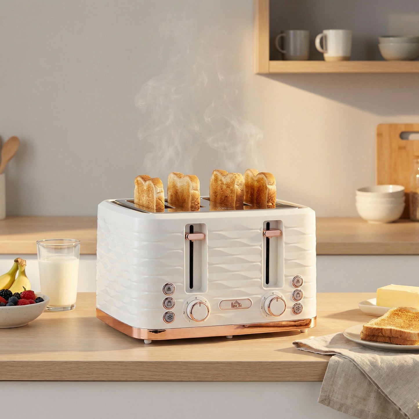 Four-Slice Rippled Toaster - White