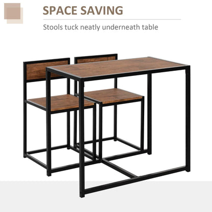 Industrial Design 3 piece Table and Chairs - Steel Frame