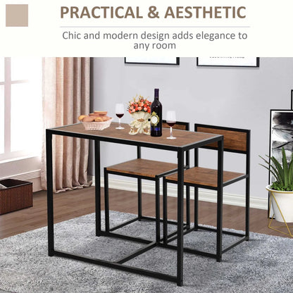 Industrial Design 3 piece Table and Chairs - Steel Frame