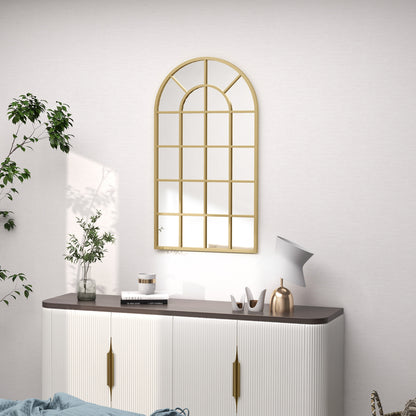110 x 65 cm Arched Decorative Wall Mirror for Bedroom Living Room, Modern Window Bathroom Mirror for Home Decor