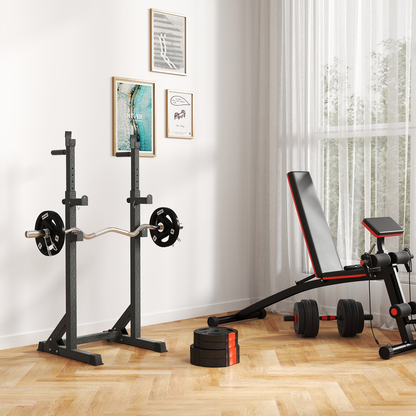 Weight Plates Set, with Two 5kg and Two 2.5kg weights, Black