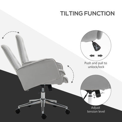 Linen Computer Chair with Armrest, Modern Swivel Chair with Adjustable Height, Light Grey