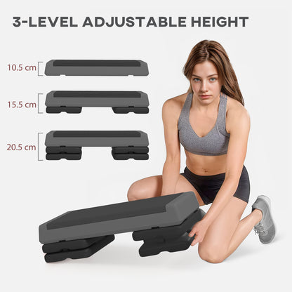 Adjustable Fitness Stepper, with Non-Slip Surface, for Home, Gym, Office Workout, Grey