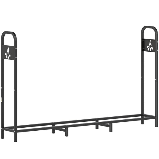6.5 FT Steel Firewood Log Rack with 300 kg Capacity, Heavy Duty Indoor Outdoor Fireplace Wood Storage Shelf