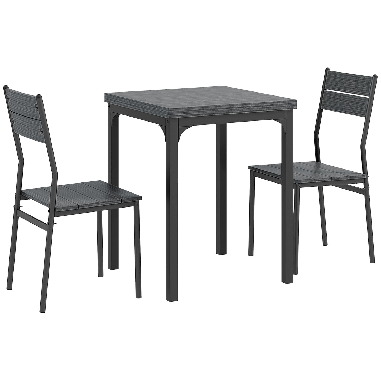 Three-Piece Minimal and Compact Dining Set, Grey Wood Effect