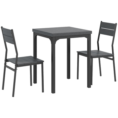 Three-Piece Minimal and Compact Dining Set, Grey Wood Effect