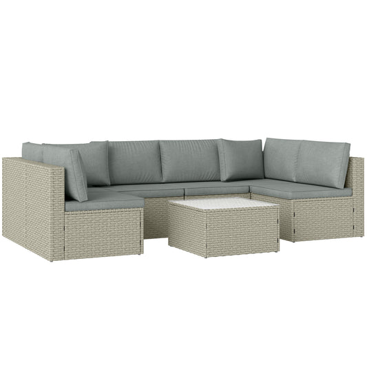 Seven-Piece Modular Rattan Set - Light Brown