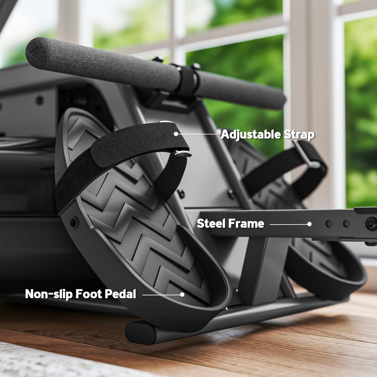 Water Rowing Machine with Wheels, Vertical Storage, Adjustable Resistance, for Strength, Cardio Training